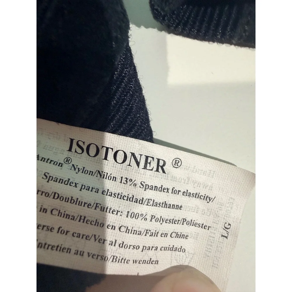 Isotoner Womens Black Spandex Faux Suede Chevron Striped Gloves Size Large